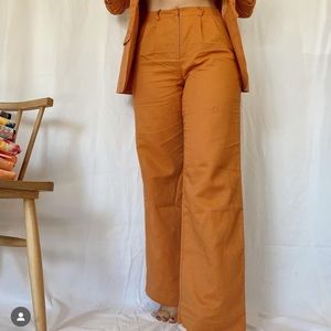 Linen wide leg trousers